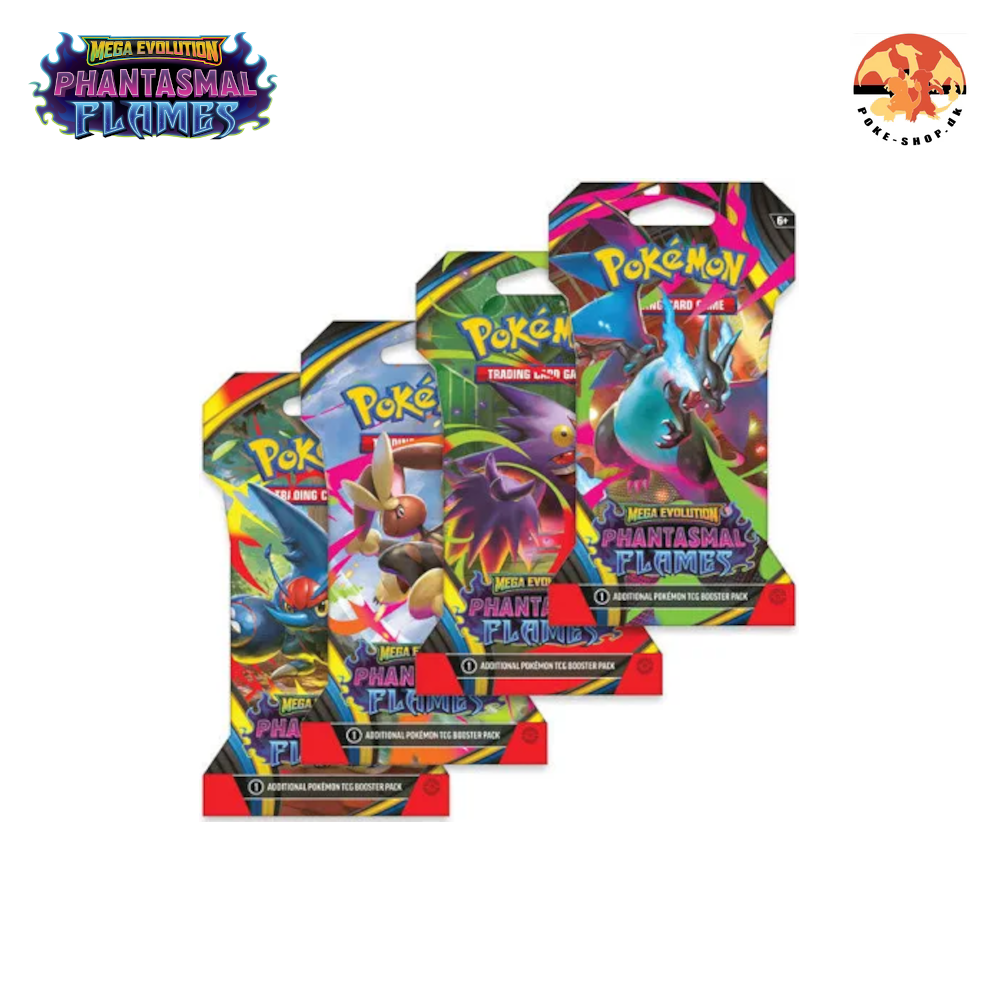 Pokémon Booster Pakke (Sleeved) - Mega Evolution: Phantasmal Flames