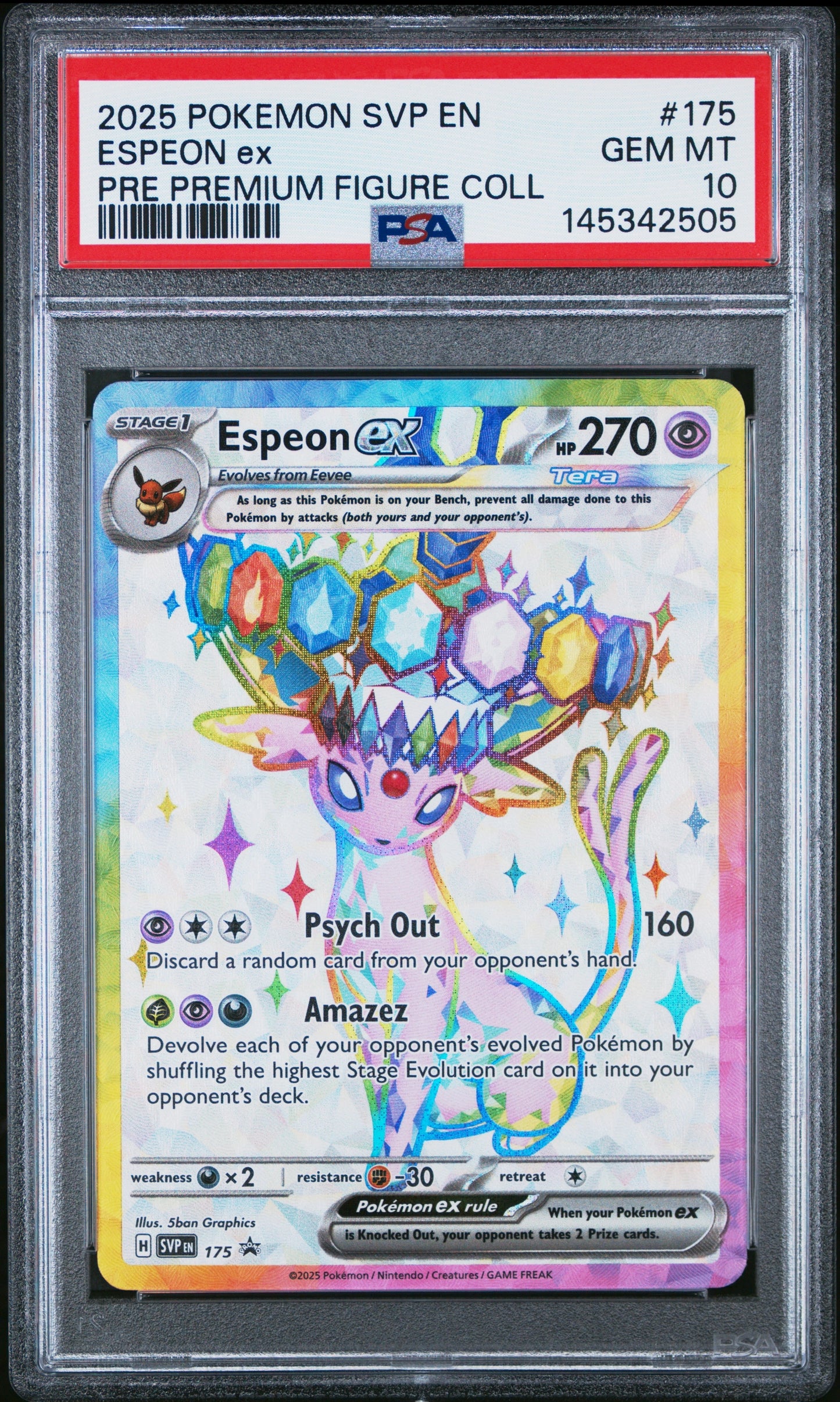 BLACK STAR PROMO 175 Espeon EX - PSA 10